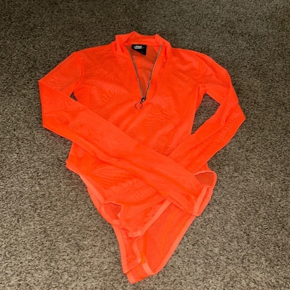 Vibrant Orange Long-Sleeve Bodysuit - Picture 1 of 3